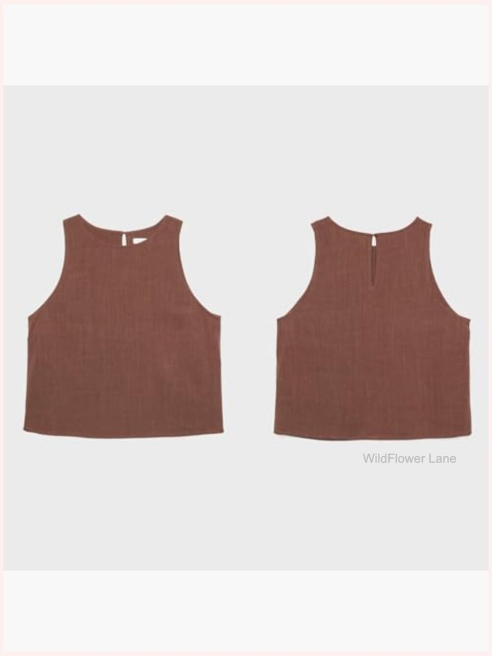 Womens Linen Tank Top Sleeveless Casual Summer Beach Top - Picture 6 of 6